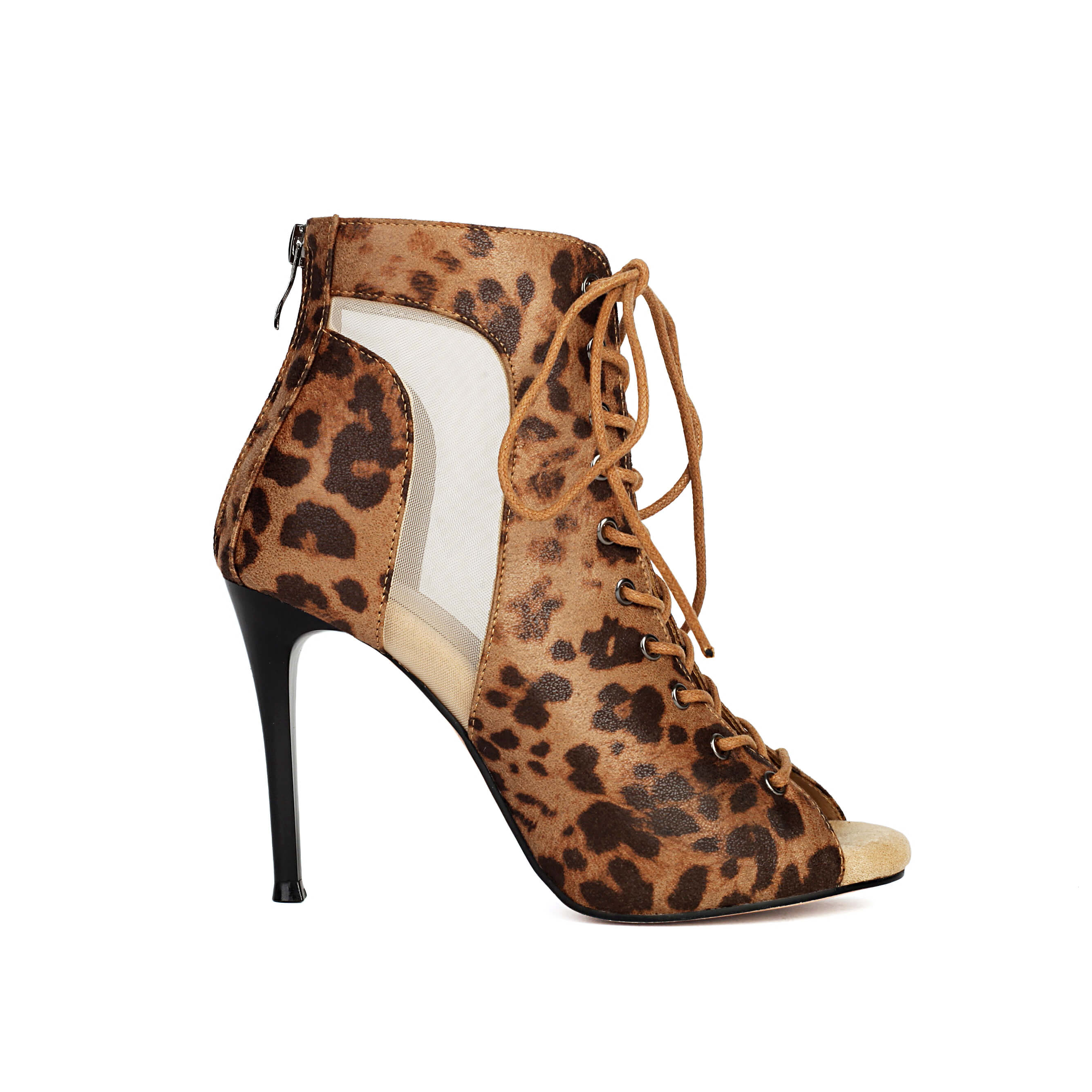 Bottes de danse à lacets à imprimé léopard