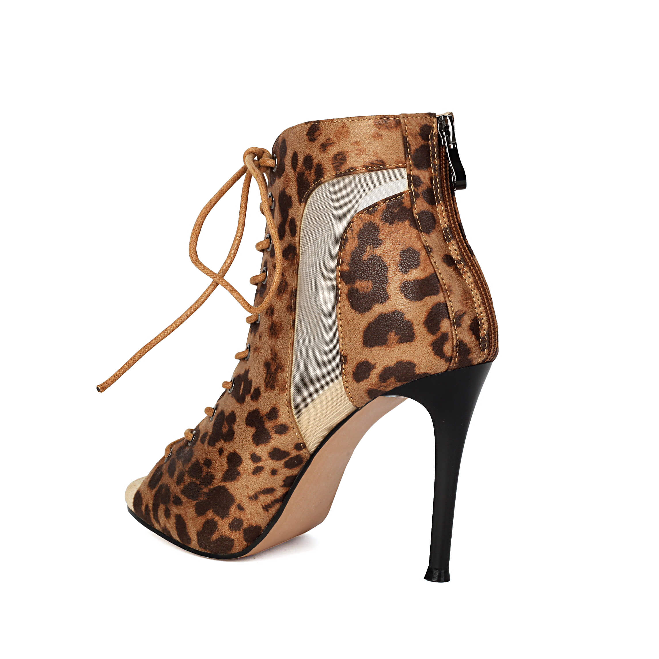 Bottes de danse à lacets à imprimé léopard