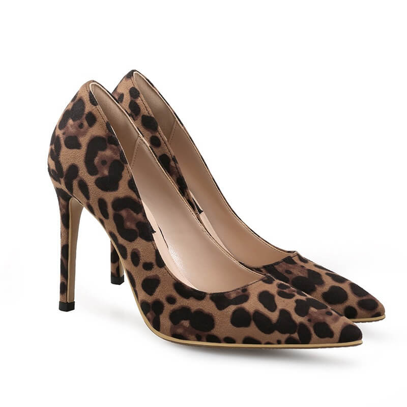 Décolleté in pelle scamosciata leopardata