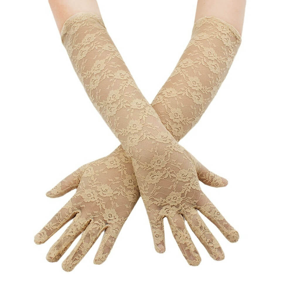 Guanti lunghi in pizzo e rete