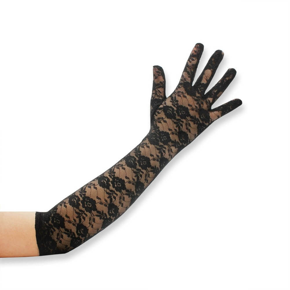 Guanti lunghi in pizzo e rete