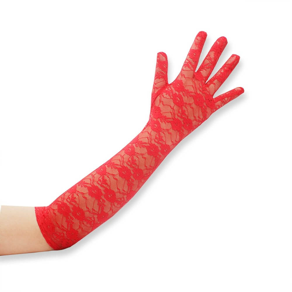 Guanti lunghi in pizzo e rete