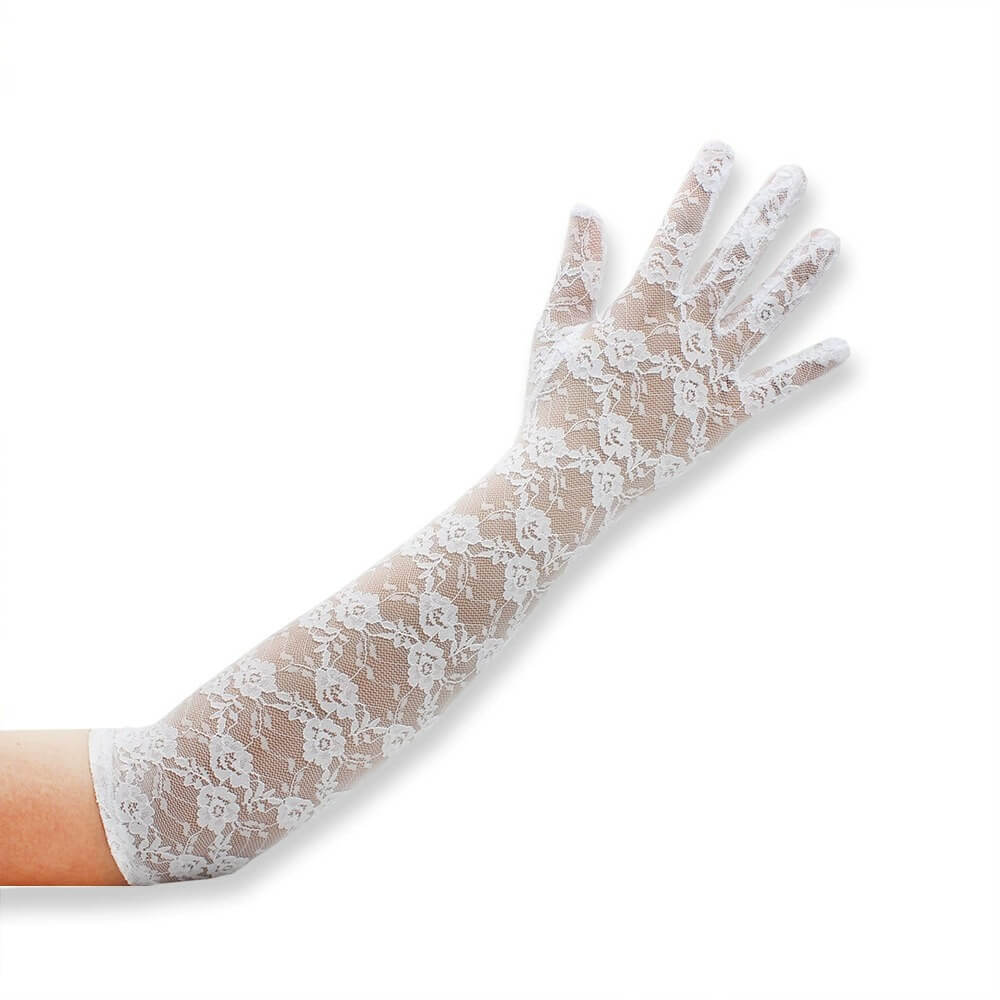 Guanti lunghi in pizzo e rete
