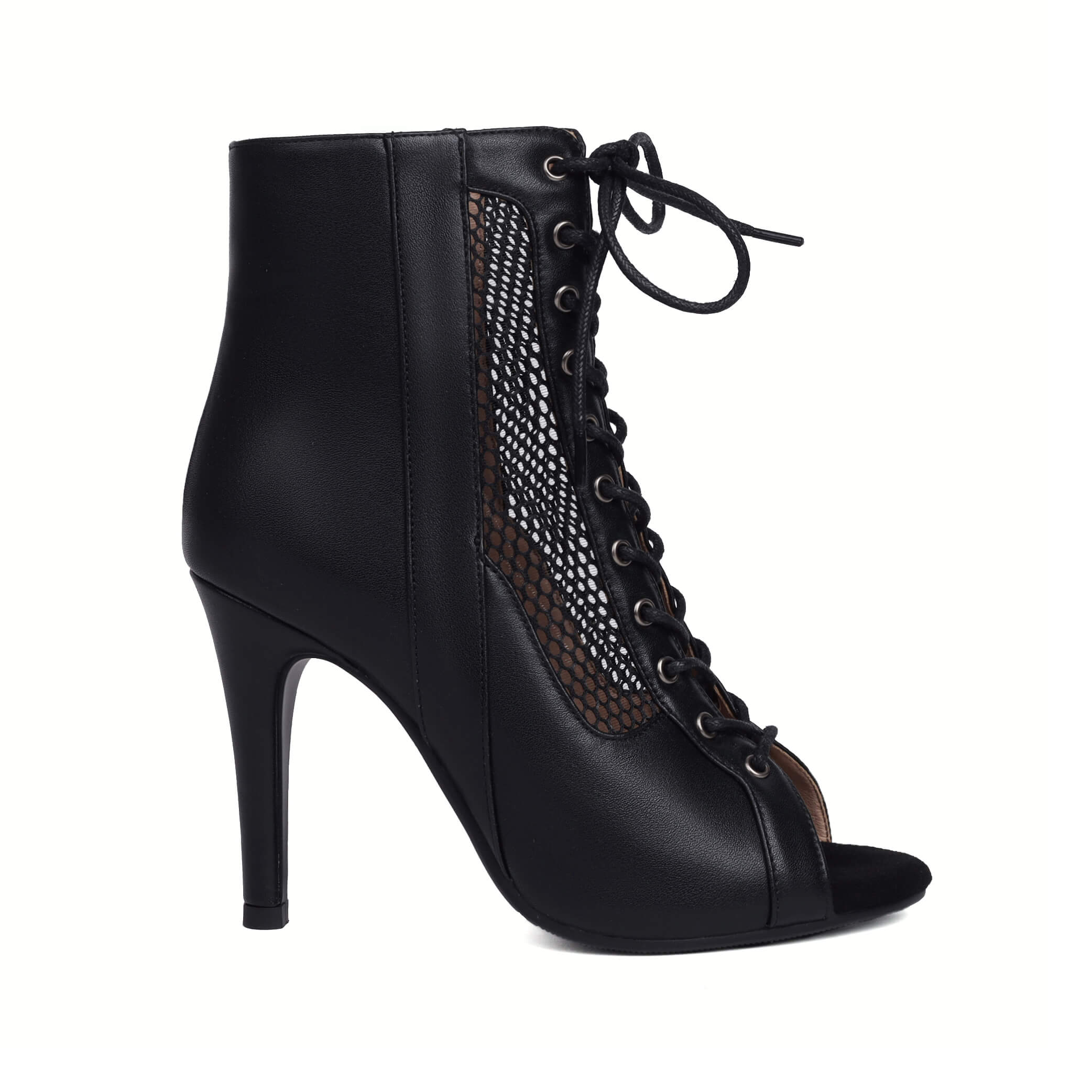 Black Peep-toe Mesh Stiletto Heels Boots Prom Shoes main image 0