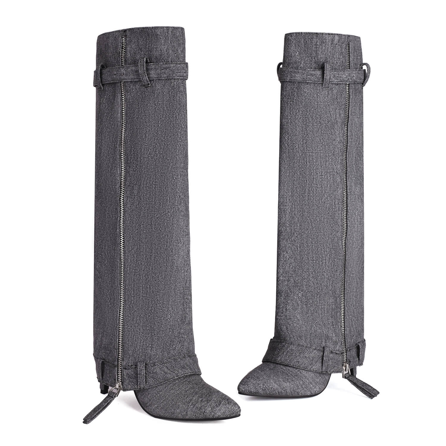 Stivali da danza hip hop con punta in denim e squalo