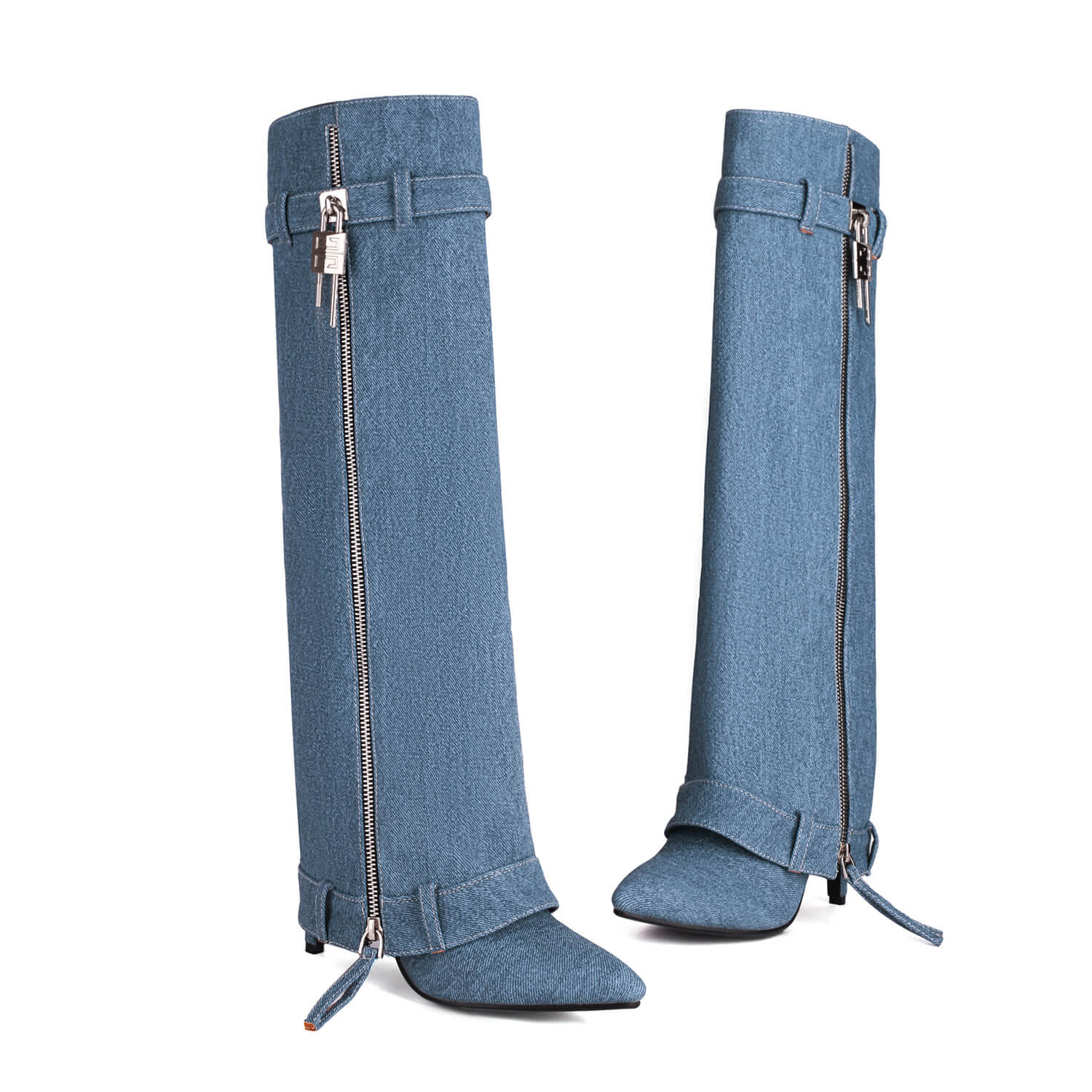 Stivali da danza hip hop con punta in denim e squalo