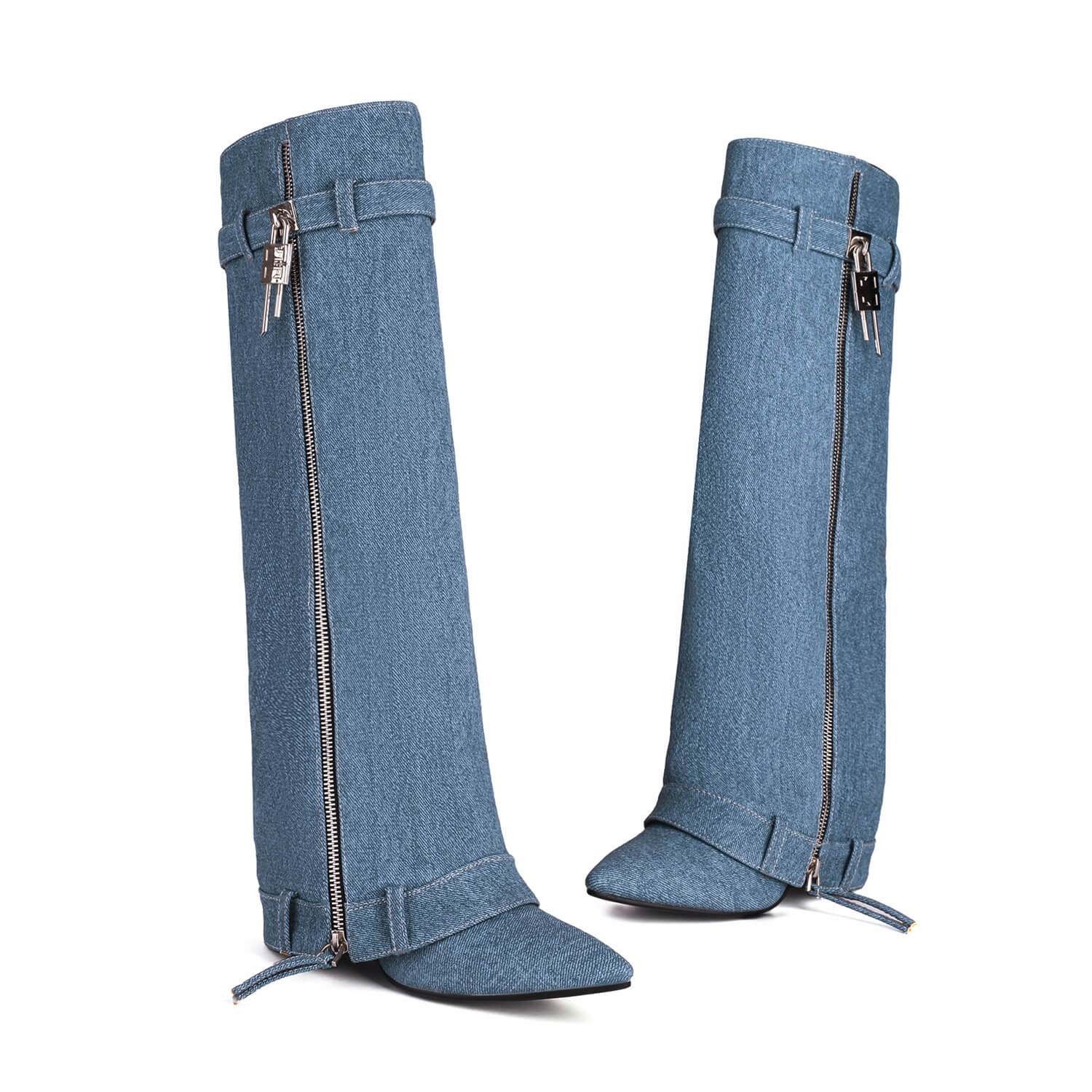 Stivali da danza hip hop con punta in denim e squalo