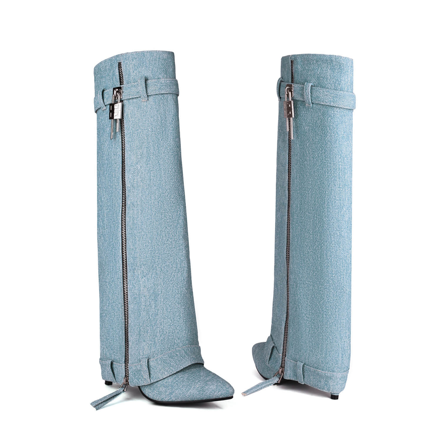 Stivali da danza hip hop con punta in denim e squalo