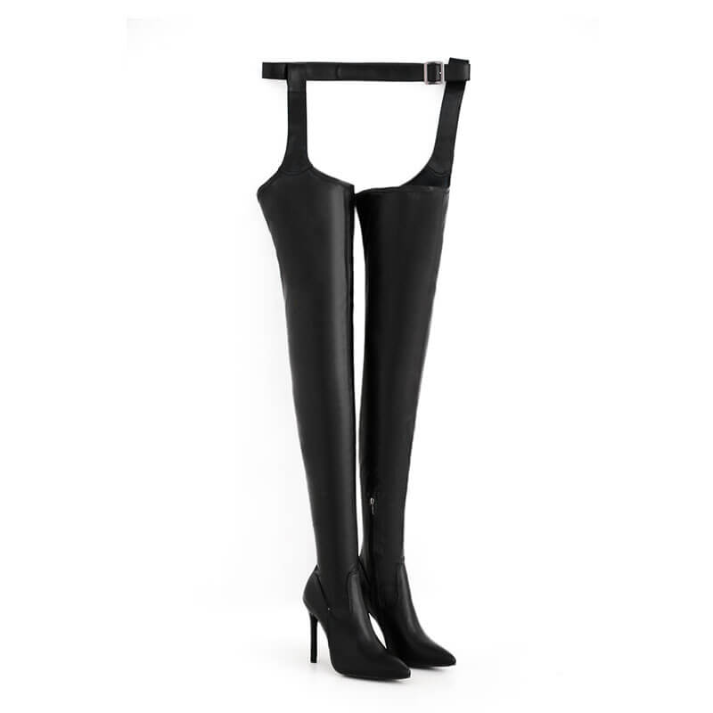 Stivali sopra il ginocchio a punta in un unico pezzo