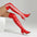 Red Leather Side Stripe Over-the-Knee Boots