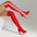 Red Lycra Side Stripe Over-the-Knee Boots