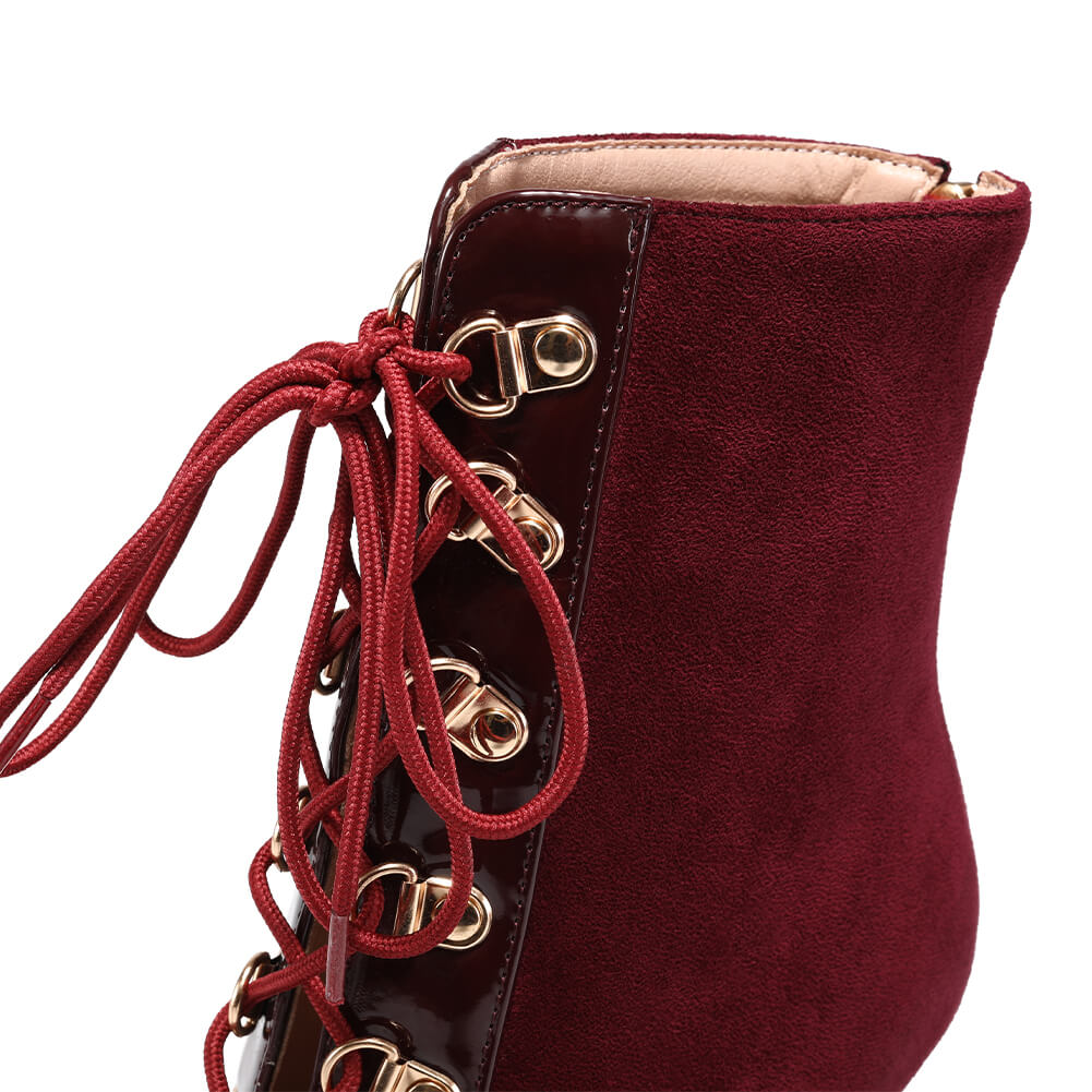 Red Patent Leather Patchwork Suede Dance Boots