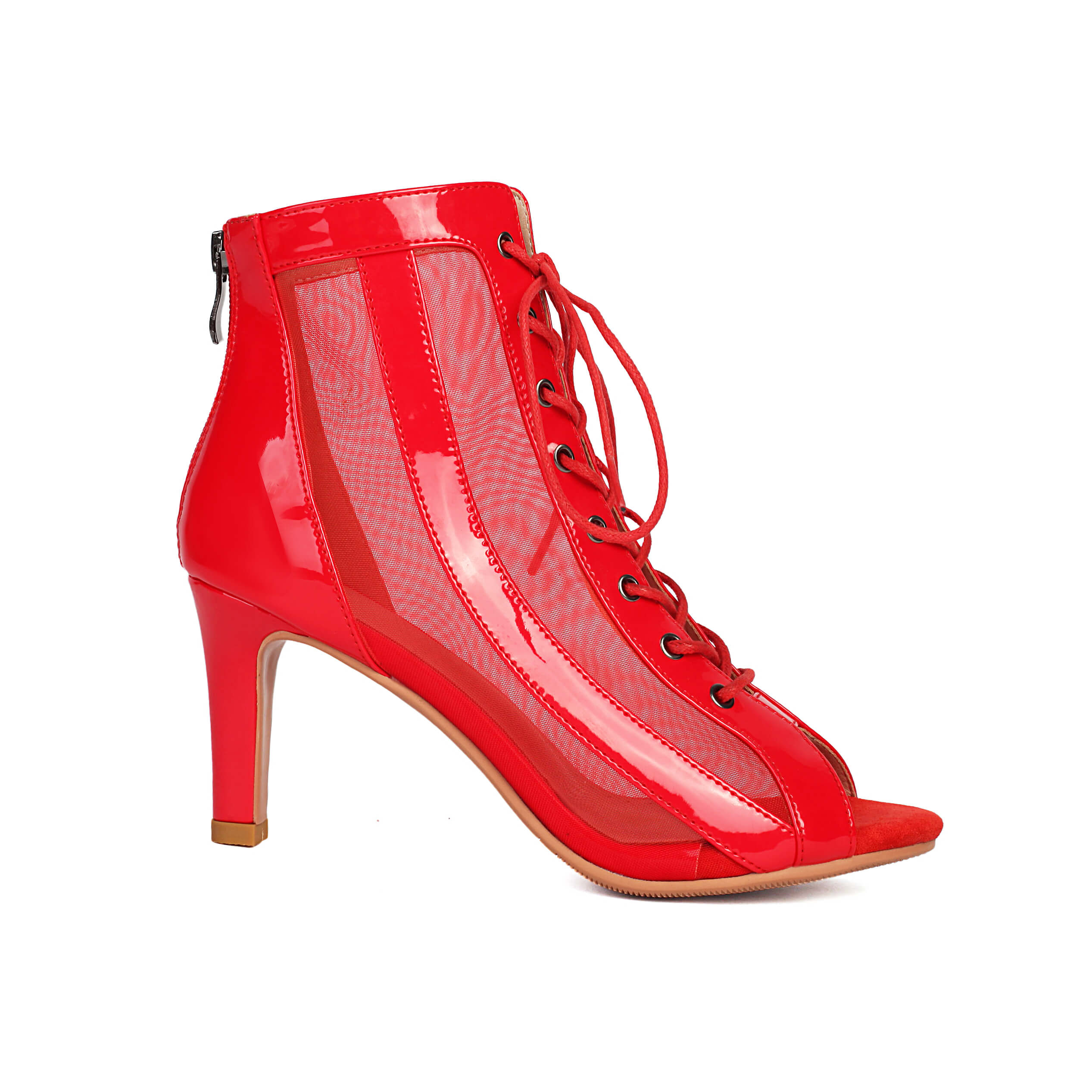 Stivali da ballo con tacco a spillo in rete da donna