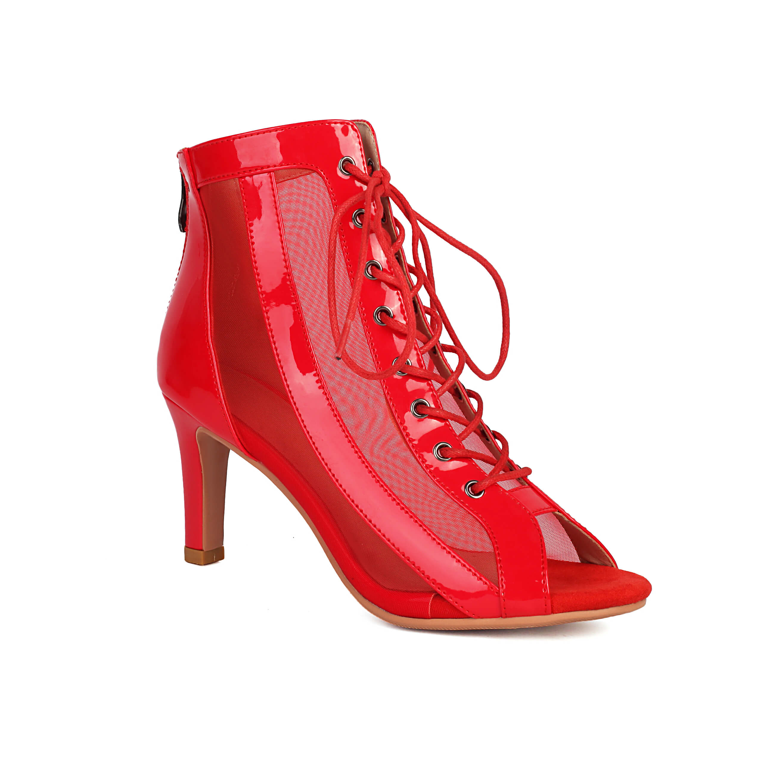 Stivali da ballo con tacco a spillo in rete da donna