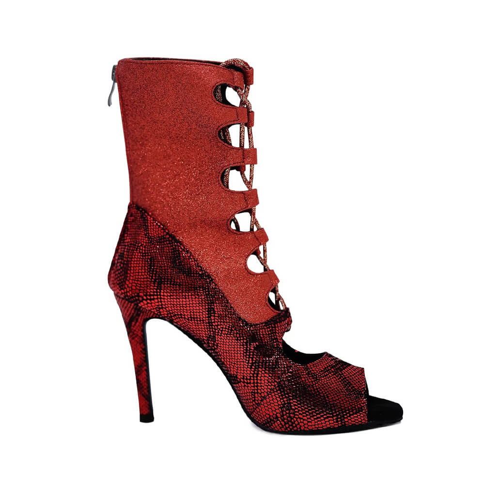 Scarpe con tacco alto nere con lacci per danza jazz latina