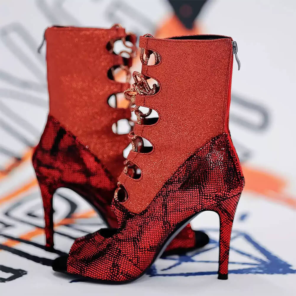 Scarpe con tacco alto nere con lacci per danza jazz latina