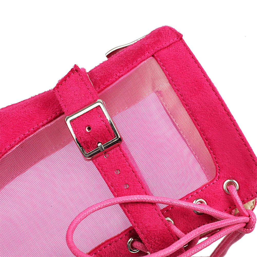 Stivaletti in rete rosa con punta aperta