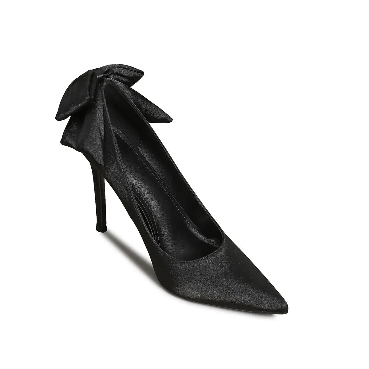 Décolleté in raso con punta a punta e fiocco