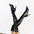 Shiny Black Open Toe Over-The-Knee Boots