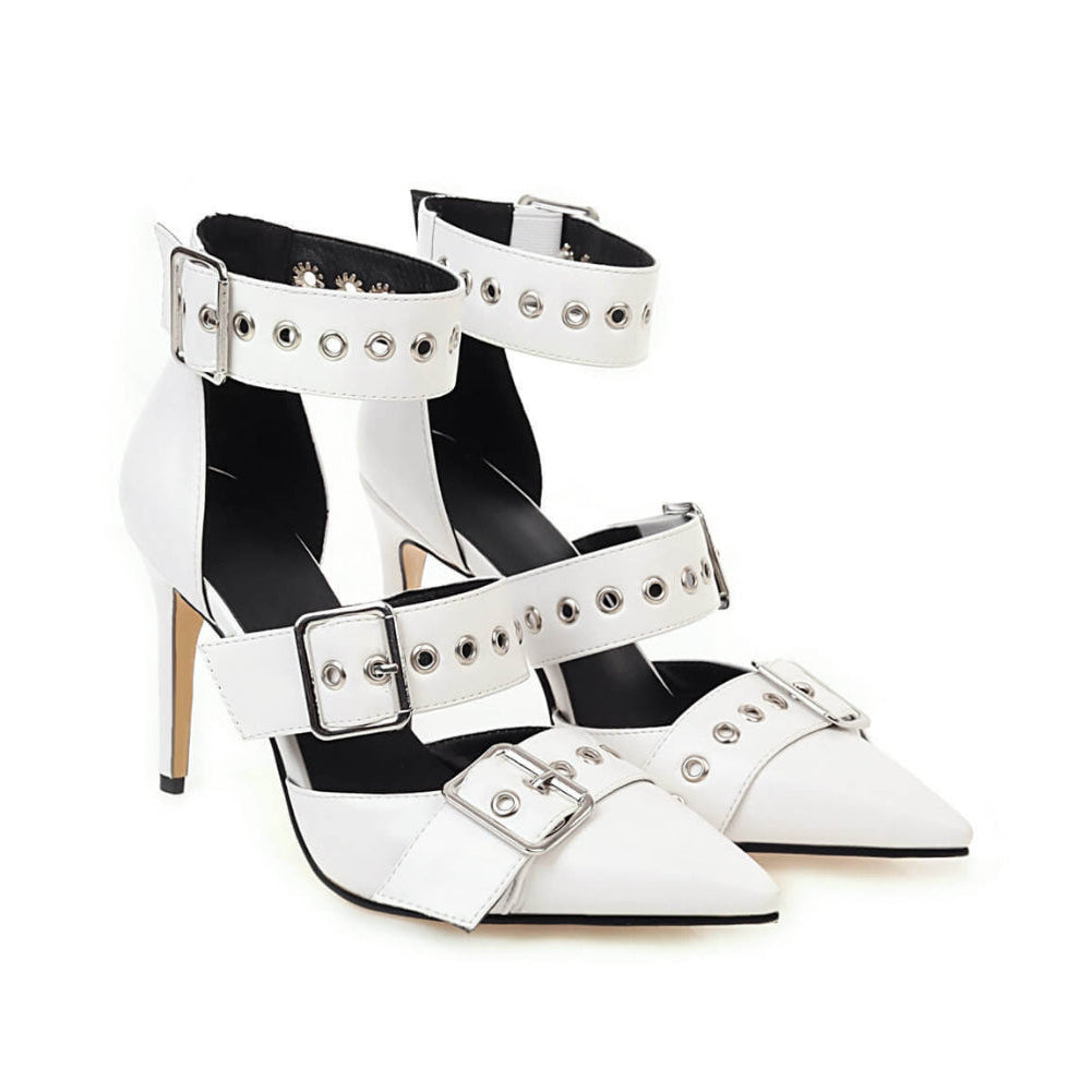 Sandali con tacco alto e fibbia di cintura vintage