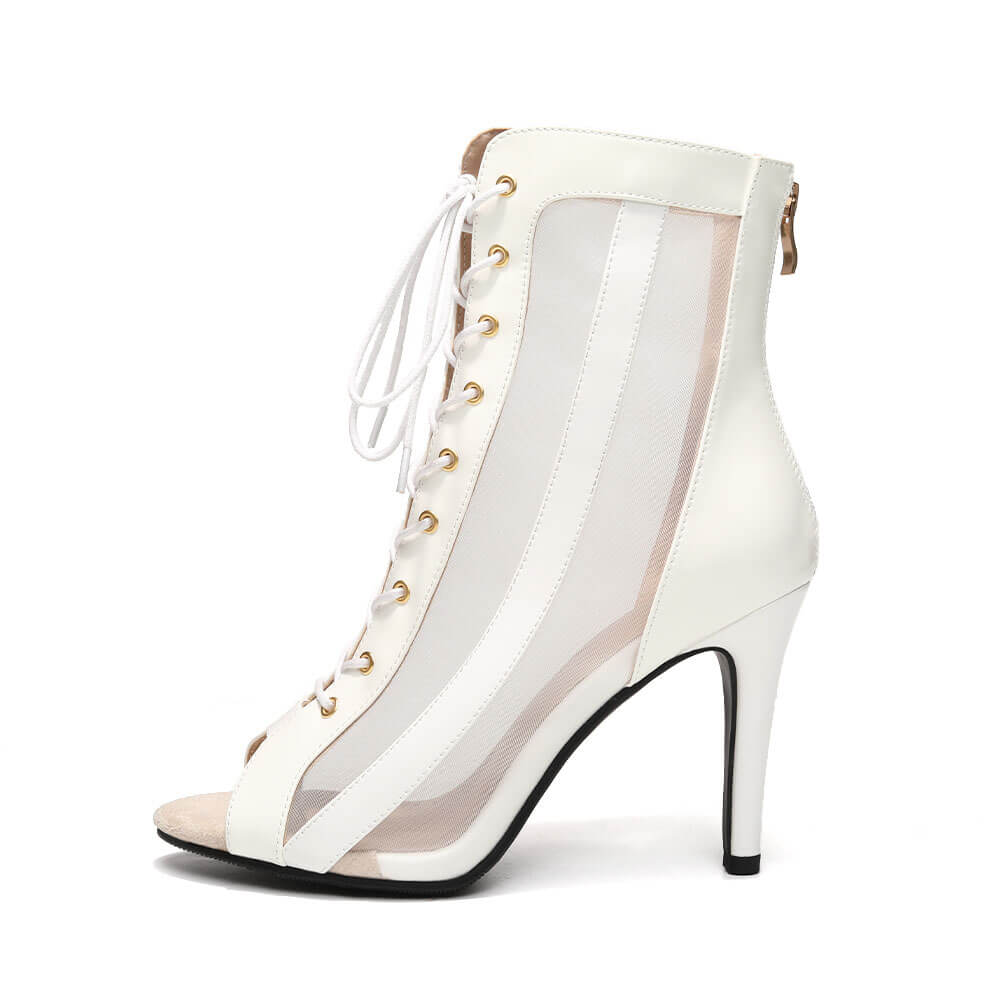 Stivali da ballo da donna con lacci in rete