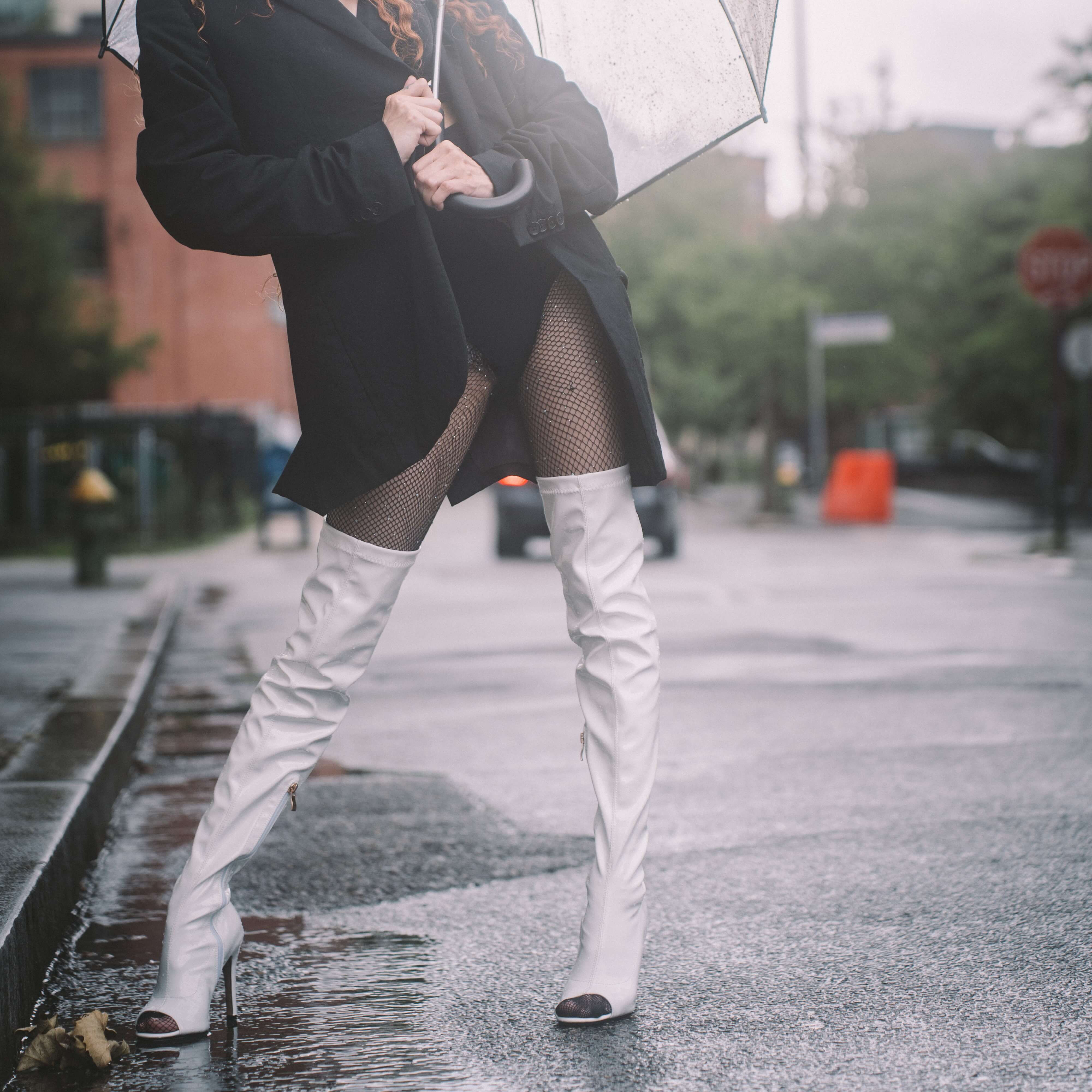 Stivali punta aperta da donna bianchi