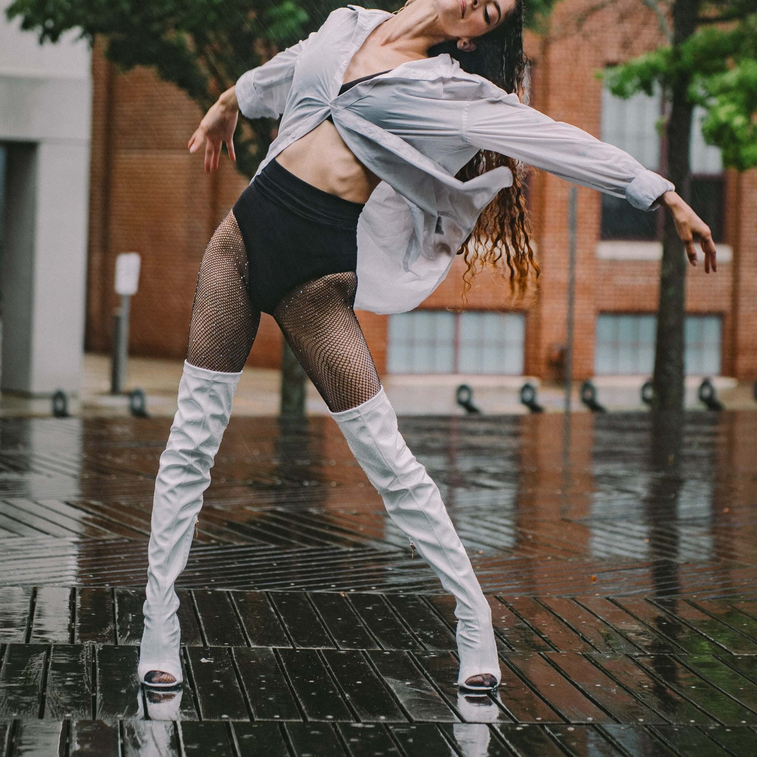 Stivali punta aperta da donna bianchi