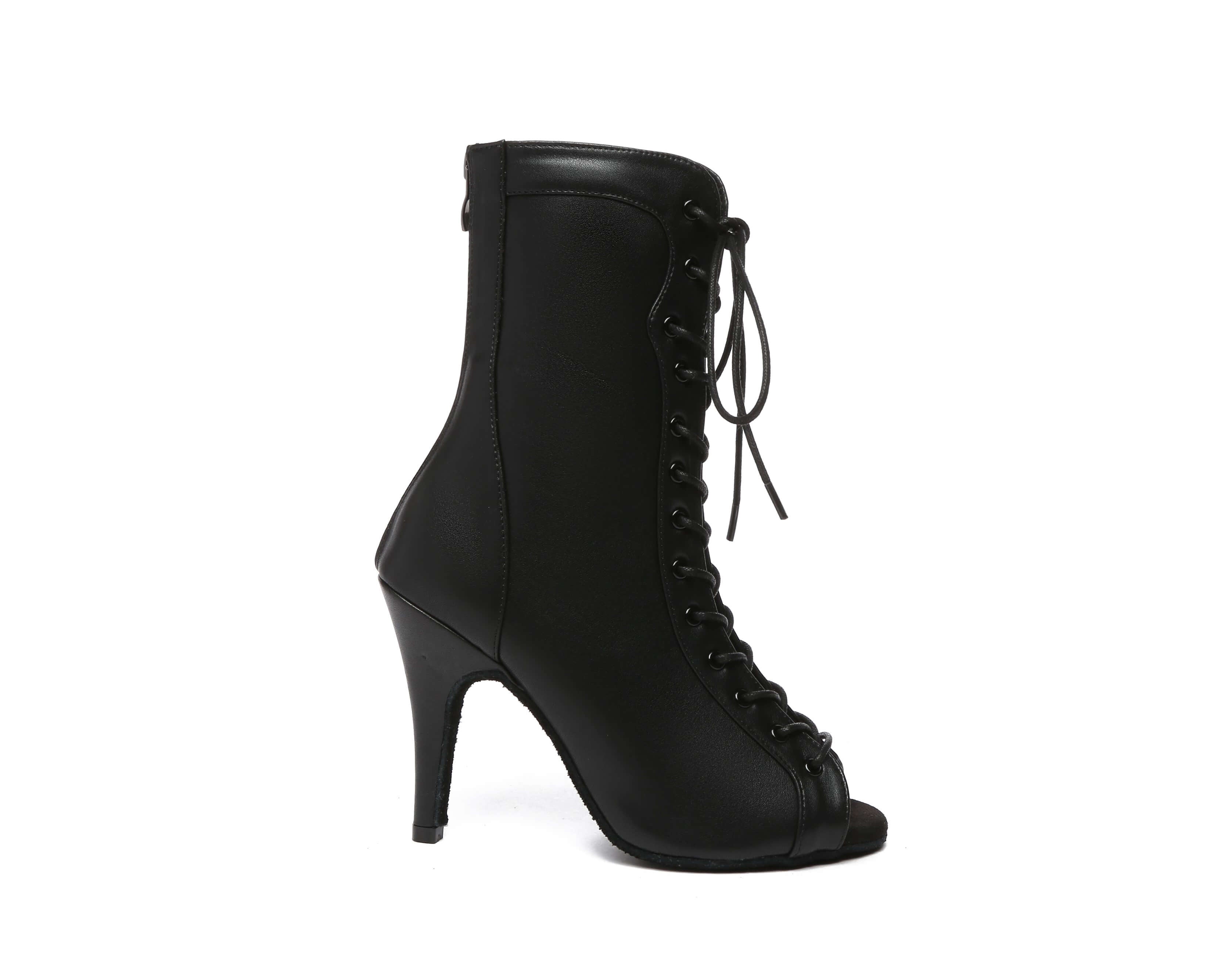 Black Stiletto Open-toe Dance Boots
