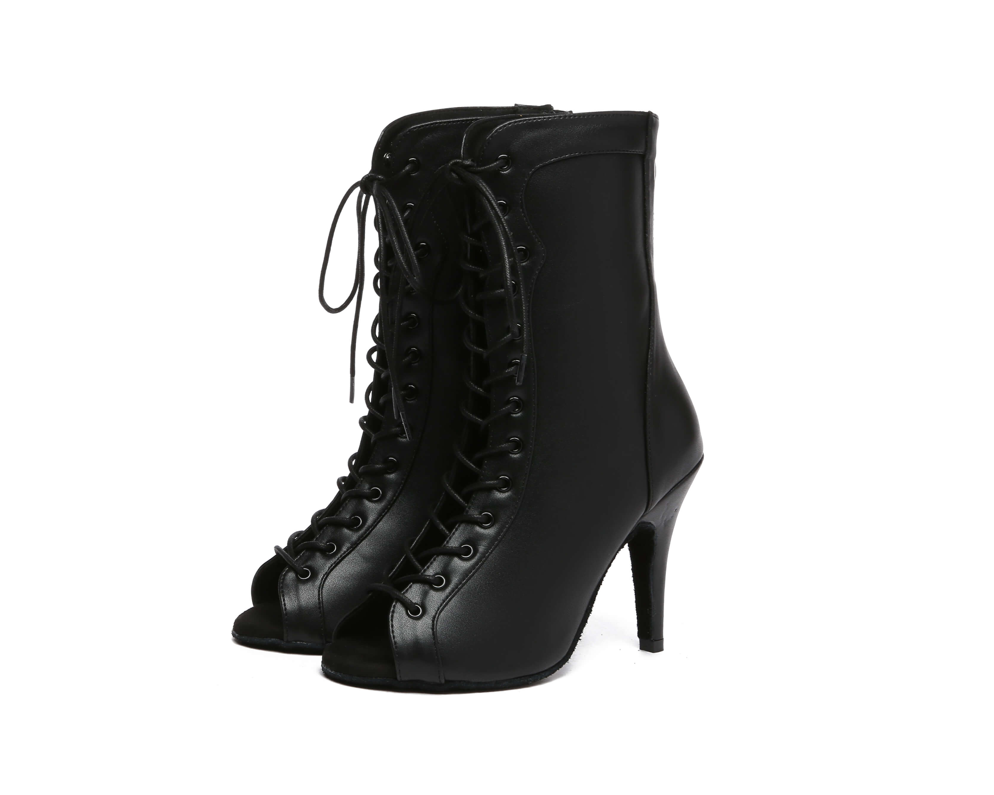 Black Stiletto Open-toe Dance Boots