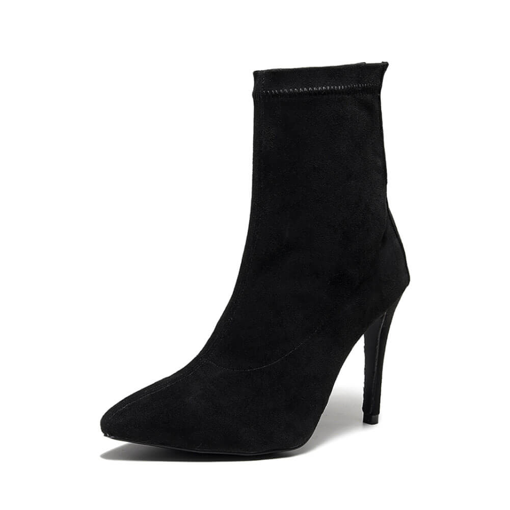 Stivali da ballo neri con punta chiusa e tacco alto da donna