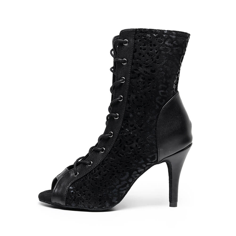 Stivali da ballo stringati neri da donna