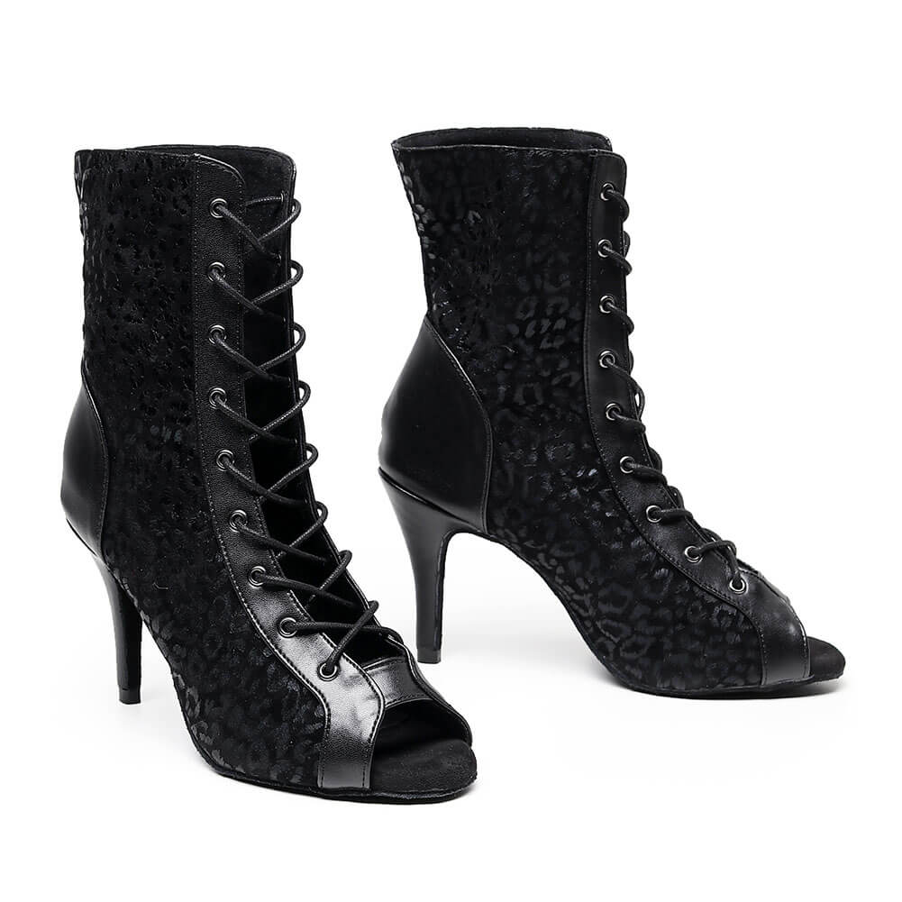 Stivali da ballo stringati neri da donna