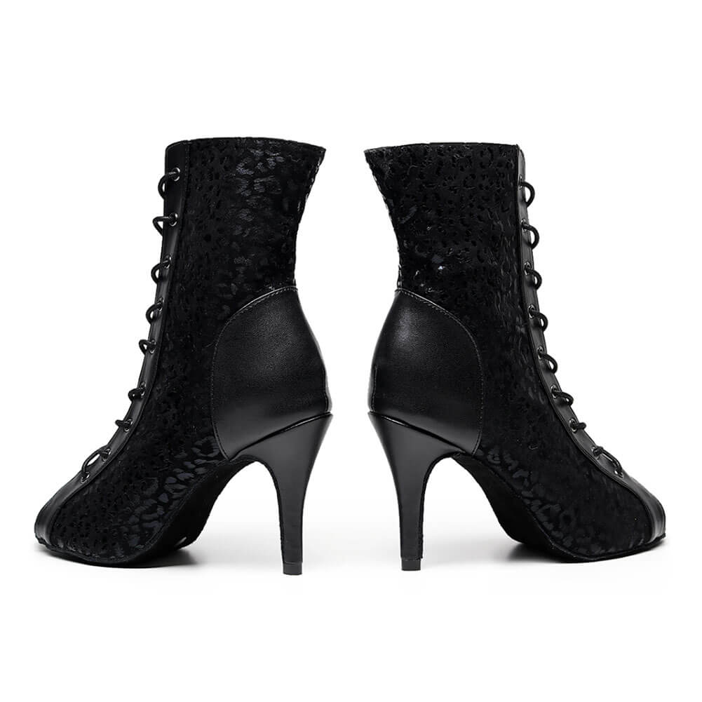 Stivali da ballo stringati neri da donna