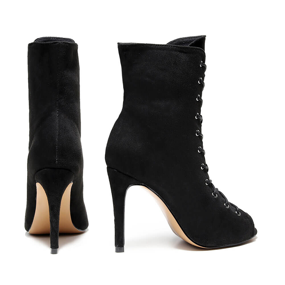 Women's Black Lace Up Dance Boots