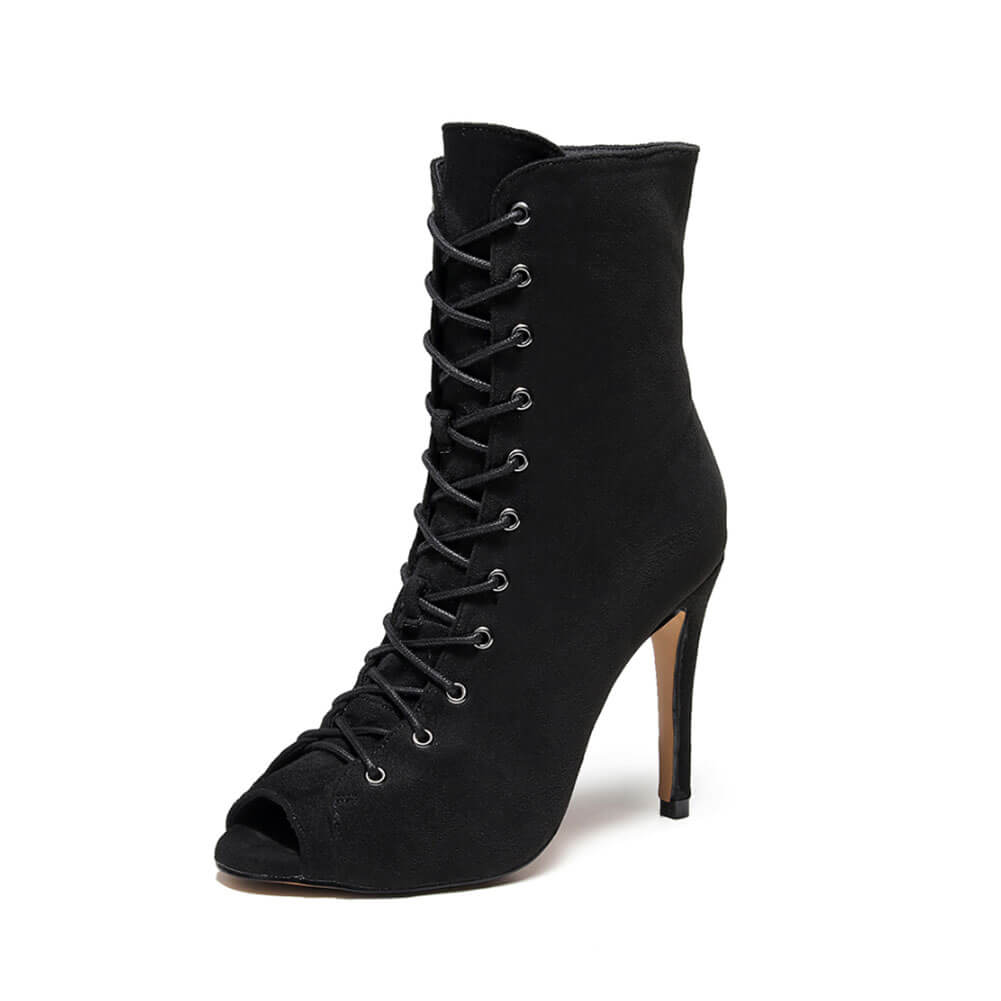 Women's Black Lace Up Dance Boots