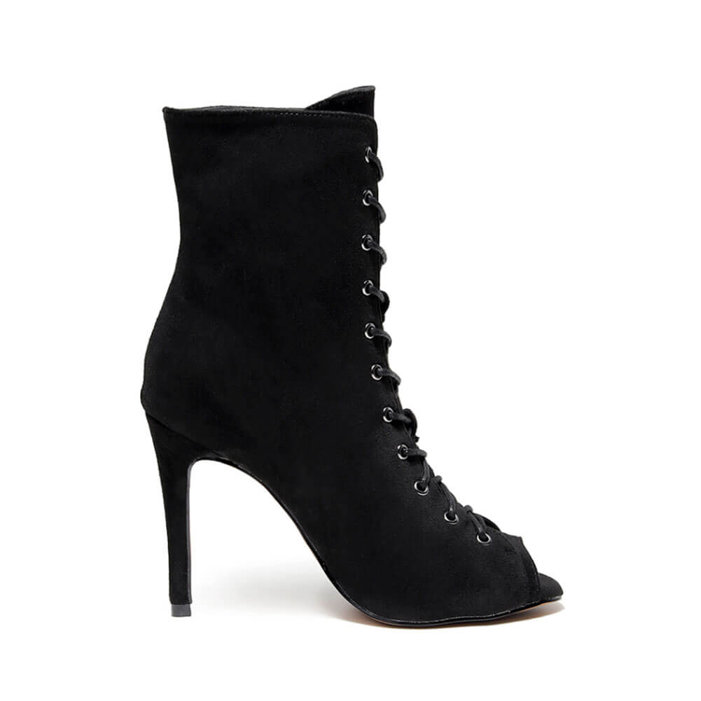 Women's Black Lace Up Dance Boots