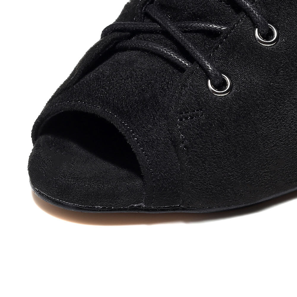 Women's Black Lace Up Dance Boots