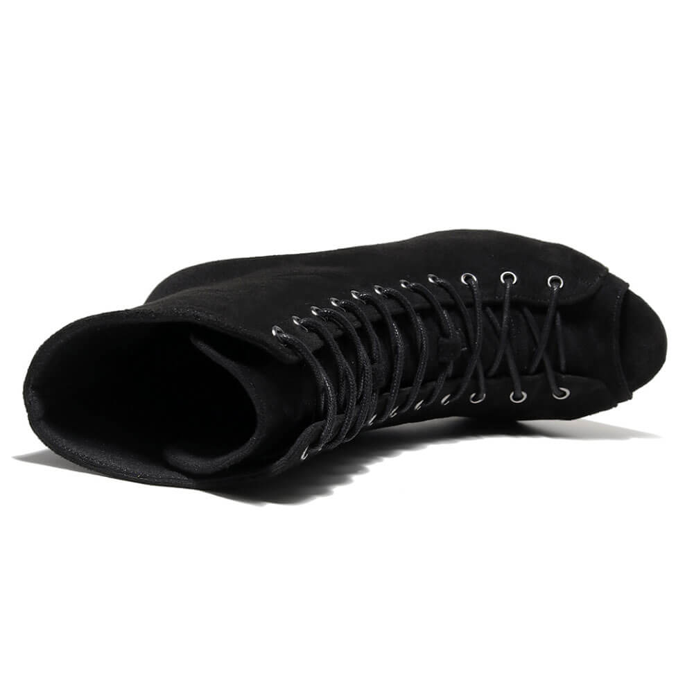 Women's Black Lace Up Dance Boots