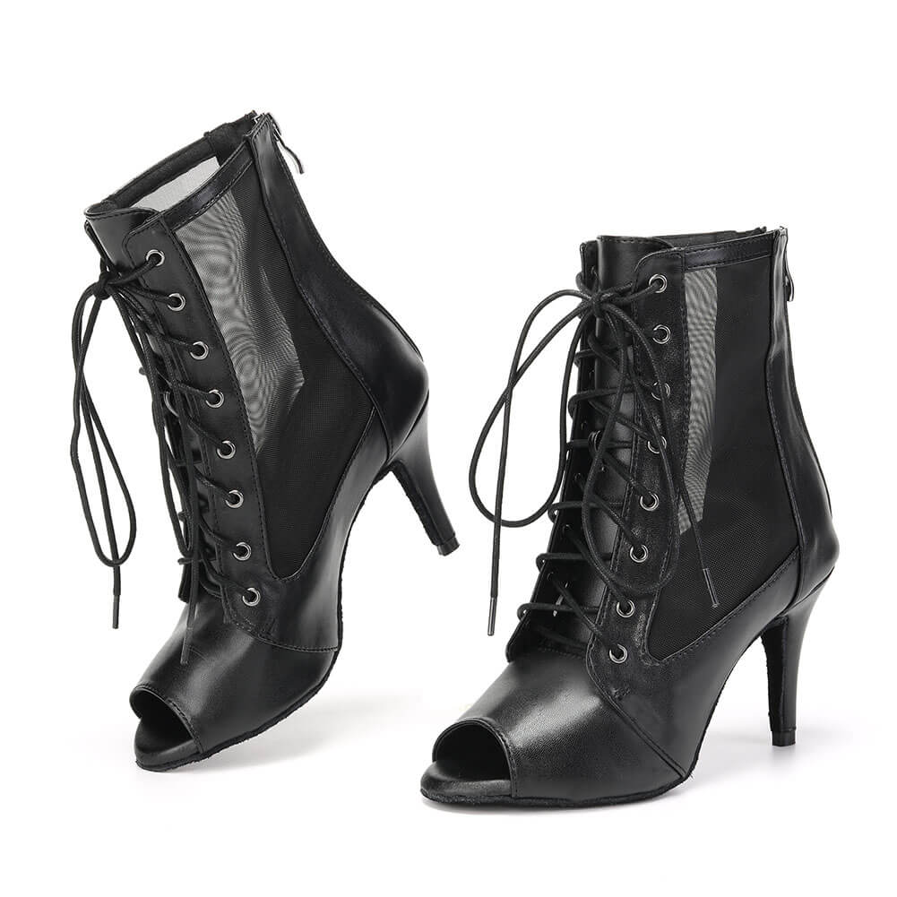 Bottes de danse noires à lacets pour femmes