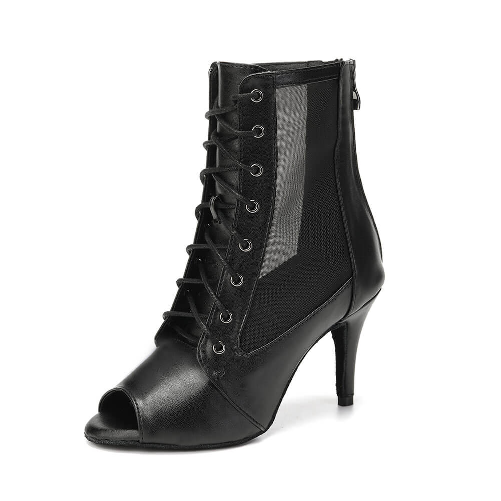 Bottes de danse noires à lacets pour femmes