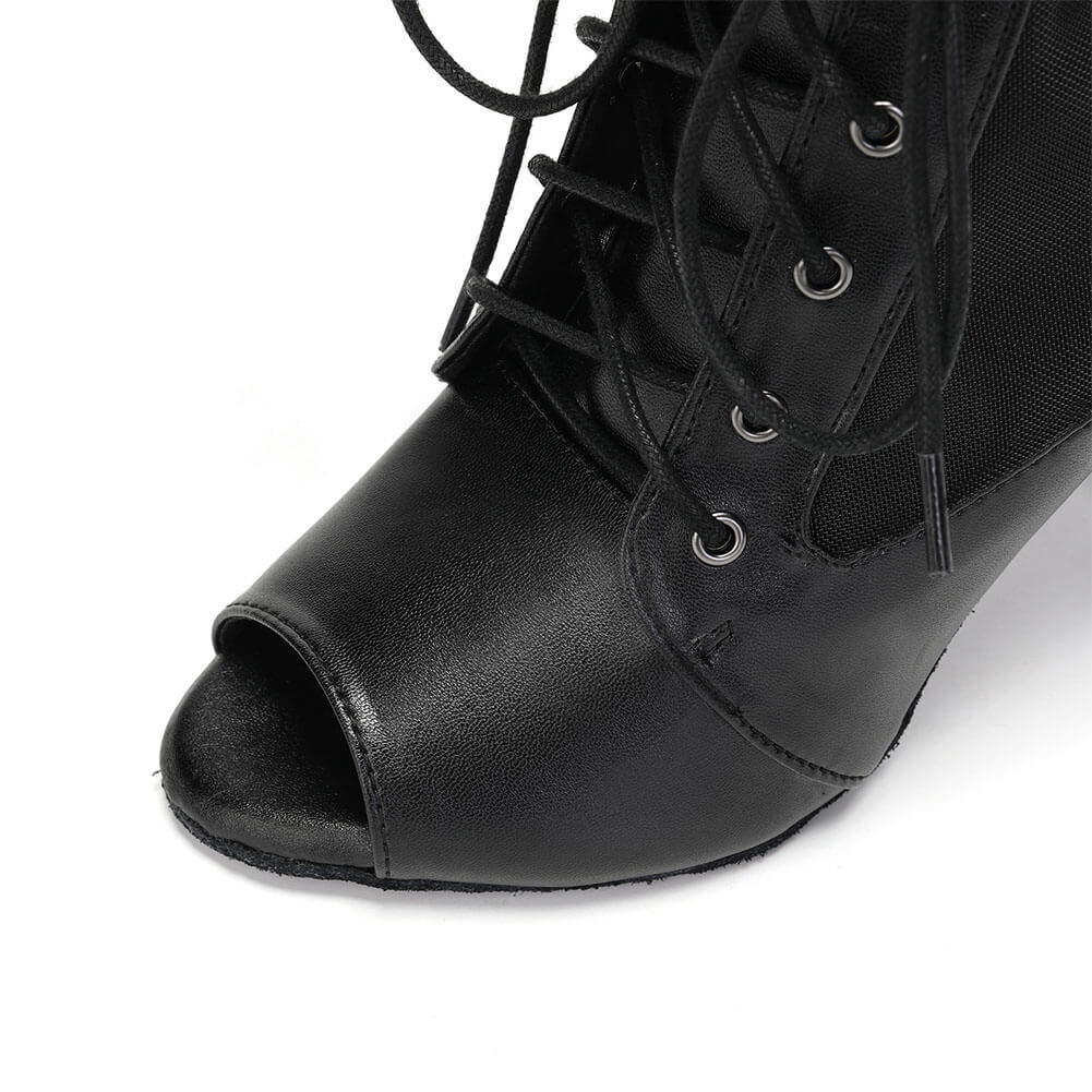 Bottes de danse noires à lacets pour femmes