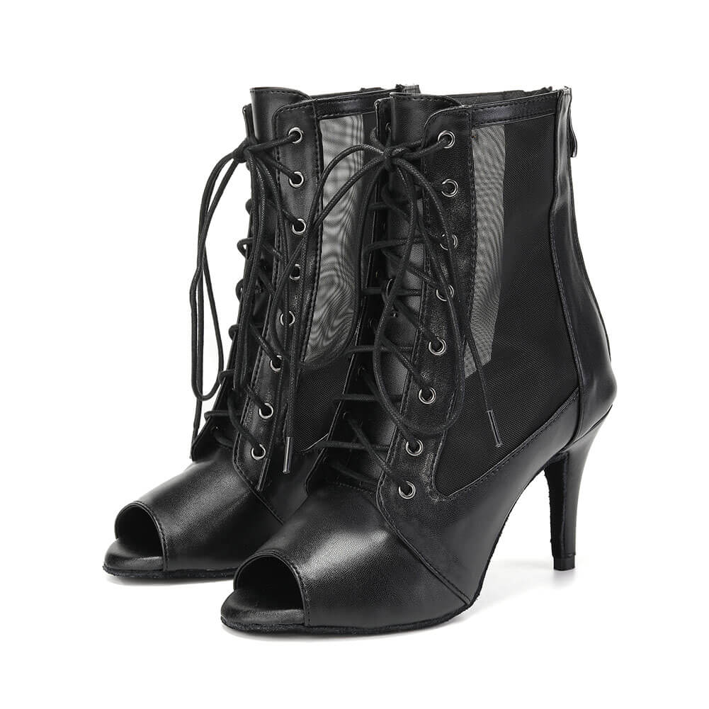 Bottes de danse noires à lacets pour femmes