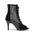 Women's Black Leather Mesh Zipper Heels Ankle Booties
