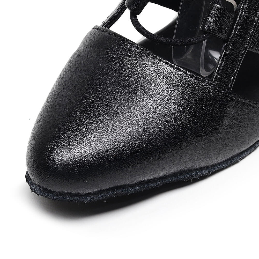 Scarpe da ballo latino da donna con tacco a spillo in pelle scamosciata nera