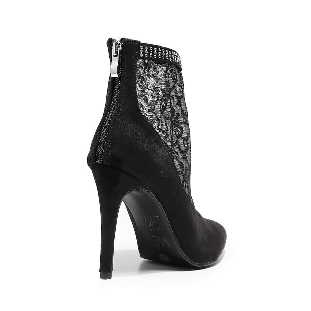 Stivaletti da donna con punta a punta, in pizzo e rete