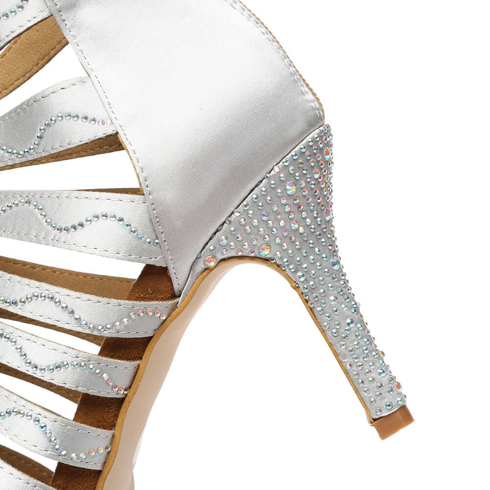 Women's Crystal Satin Hollow Design Dance Boots