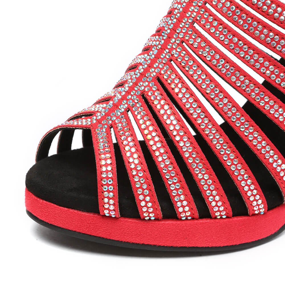 Stivali da ballo con strass vuoti alla moda da donna