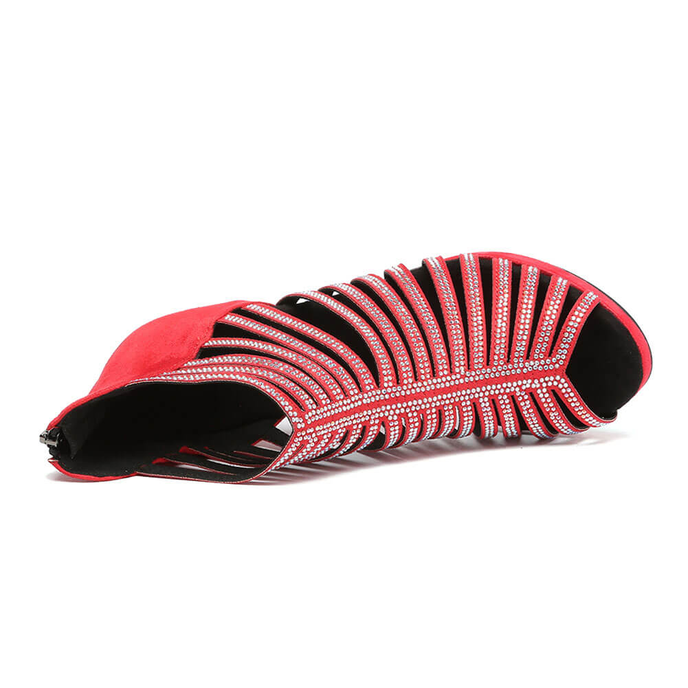 Stivali da ballo con strass vuoti alla moda da donna