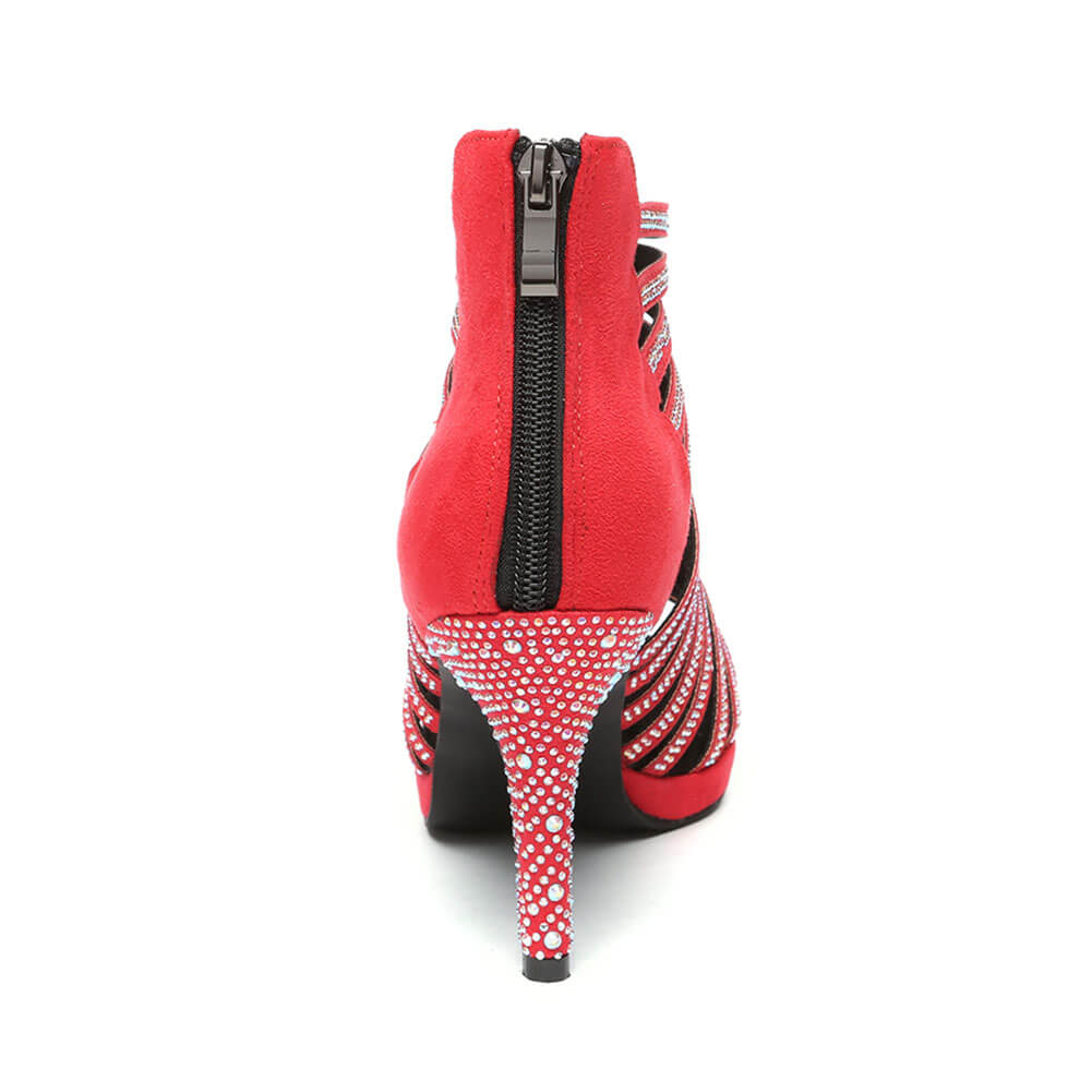 Stivali da ballo con strass vuoti alla moda da donna