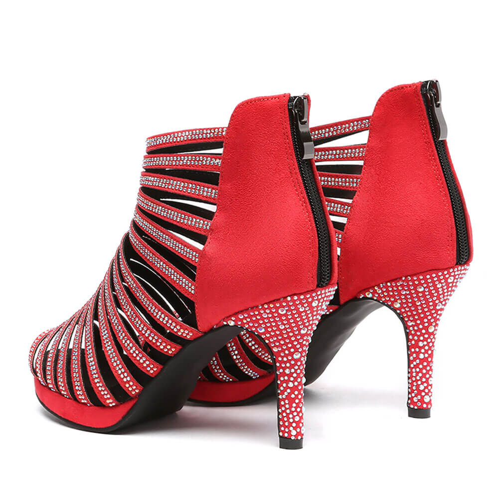 Stivali da ballo con strass vuoti alla moda da donna